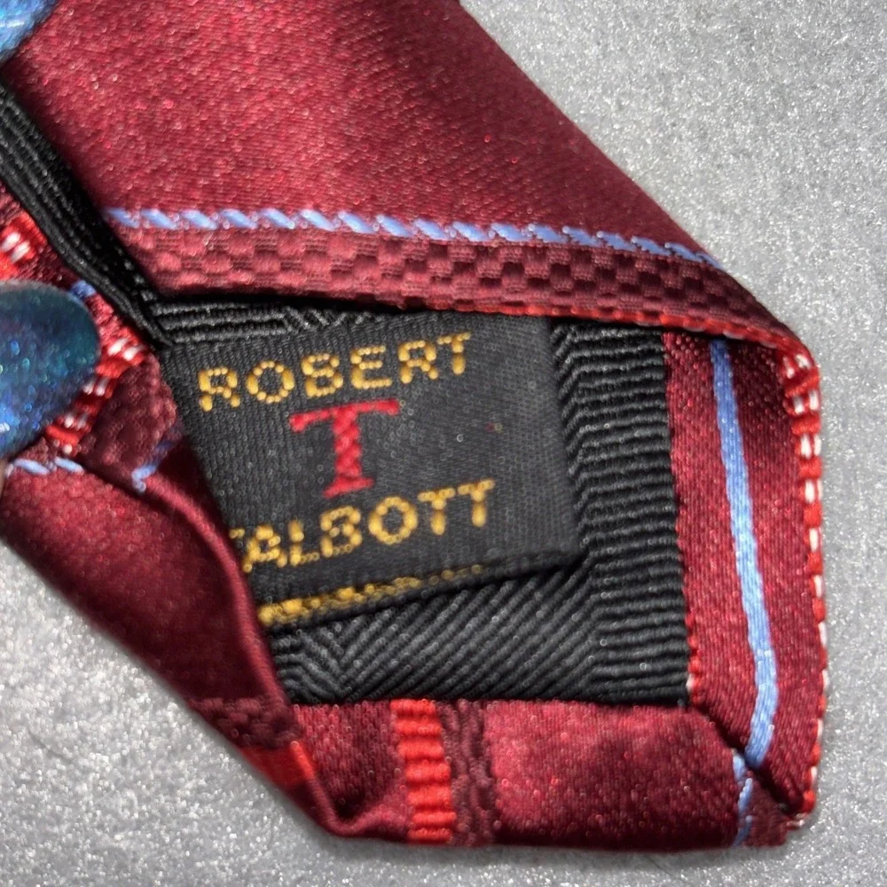Robert Talbott Best Of Class Red Blue Pinstripes 100% Silk Hand Sewn Necktie